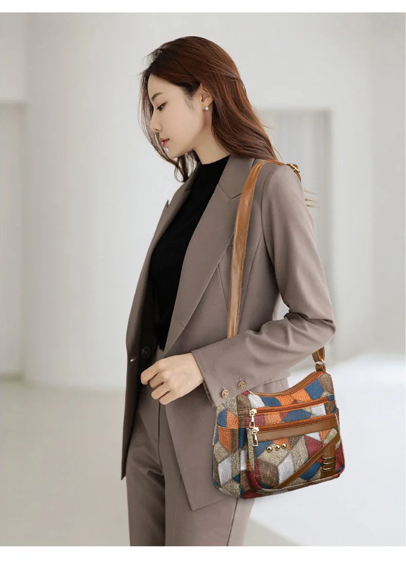 

Цвет столкновения с ромбами, большая вместительная сумка для хранения мобильного телефона, разная женская сумка через плечо с диагональным пролетом для поездок на работу