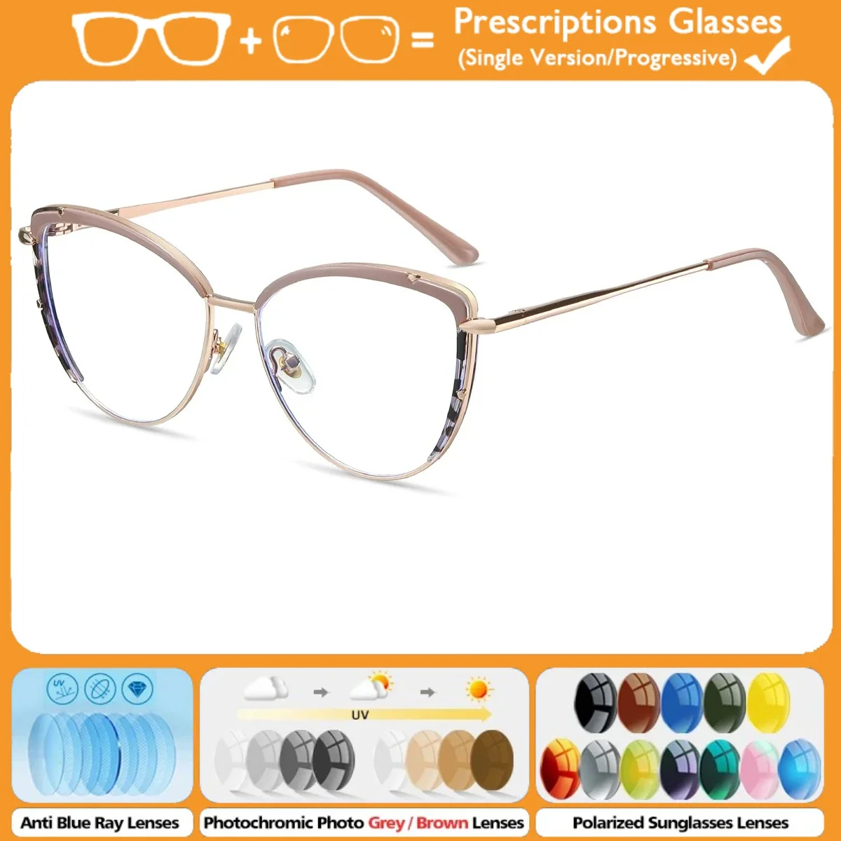 

KIZN Сверхлегкие модные прогрессивные очки по рецепту женские анти-синий свет фотохромные оптические близорукость Рождество