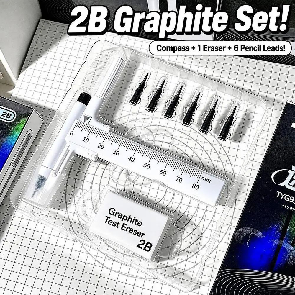 Digital Display Compass Lock-Distance with Replacement Pencil Leads Drawing Compass Safe No Metal Drawing Circles Tool