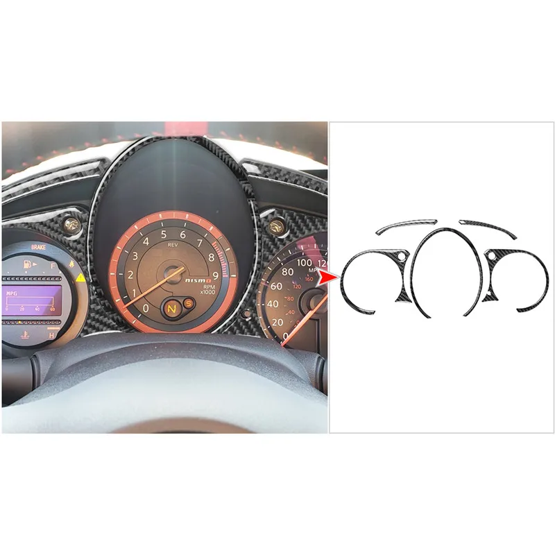 Car Interior Accessories Carbon Fiber Cover Trim For Nissan 370Z 2009-2022 Dashboard Speedometer Console Decorative Stickers image 3