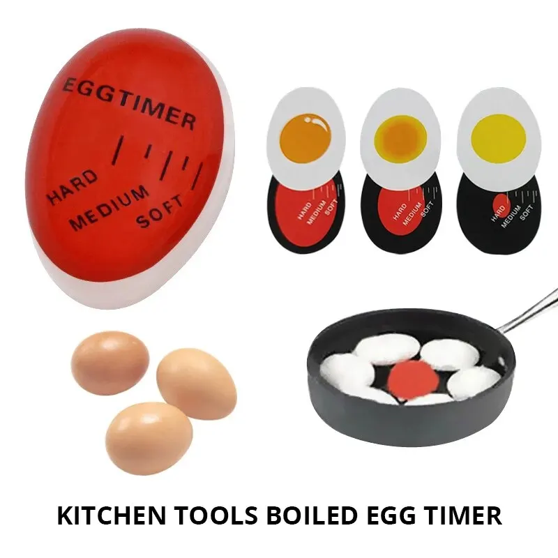 1pcs Egg Color Changing Timer Eco-Friendly Resin Egg Timer Red Timer Tools Yummy Soft Hard Boiled Eggs Cooking