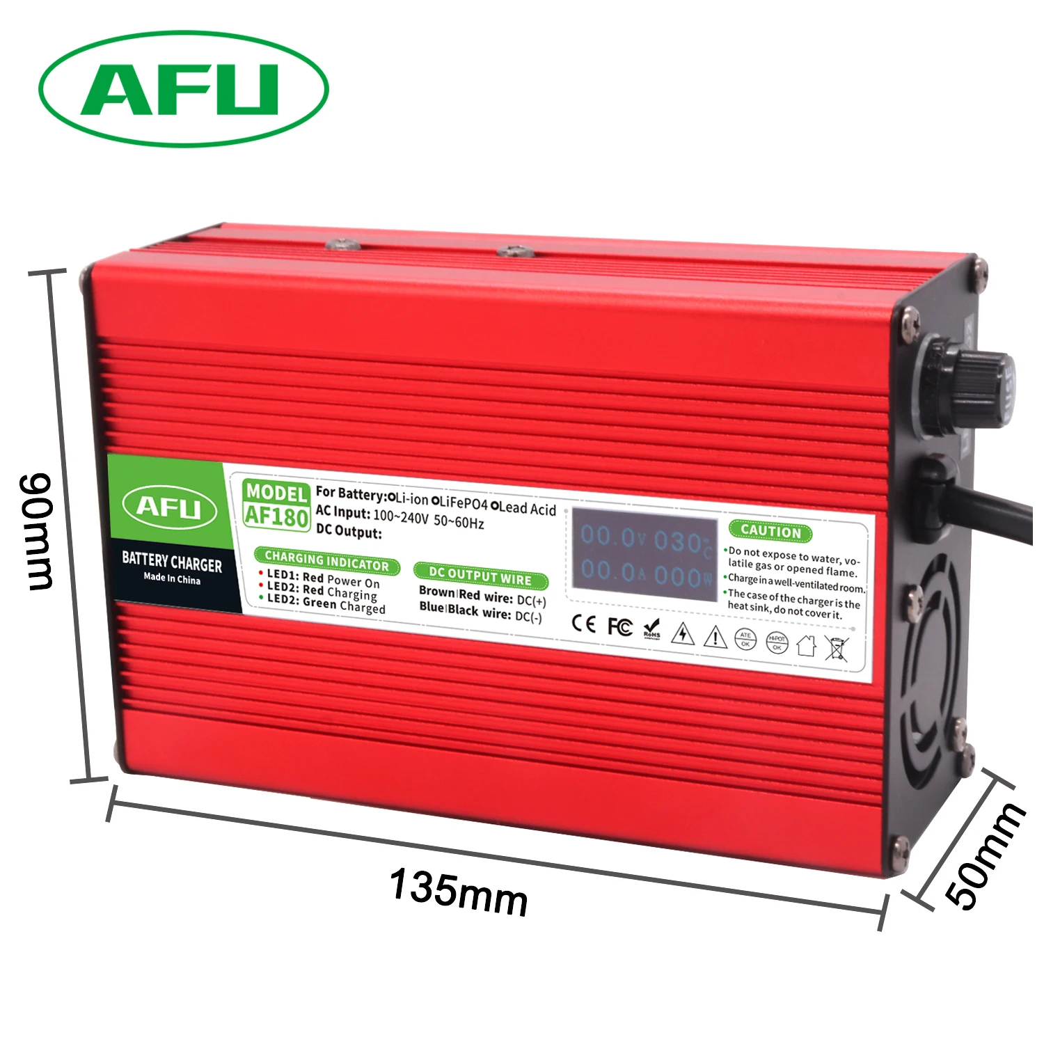 42V 3A Li-Ionen-Akkuladegerät für 10S 36V Lipo/LiMn2O4/LiCoO2-Akkus mit OLED-Display – Detail 1