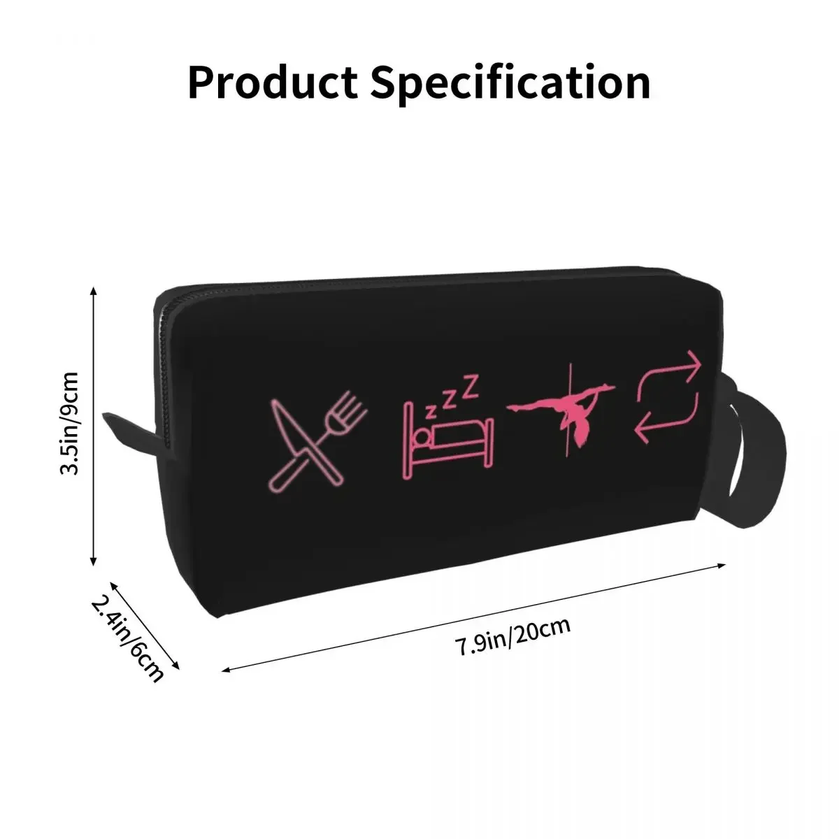 Eat, Sleep, Pole Dance, Icons Makeup Bag Cosmetic Organizer Storage Dopp Kit Toiletry Cosmetic Bag for Women Beauty Pencil Case