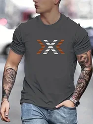 Men's Summer 100% Cotton Fashion Pattern Printed Loose Large Casual Round Neck Short Sleeve T-shirt Casual Letter Pattern Tops