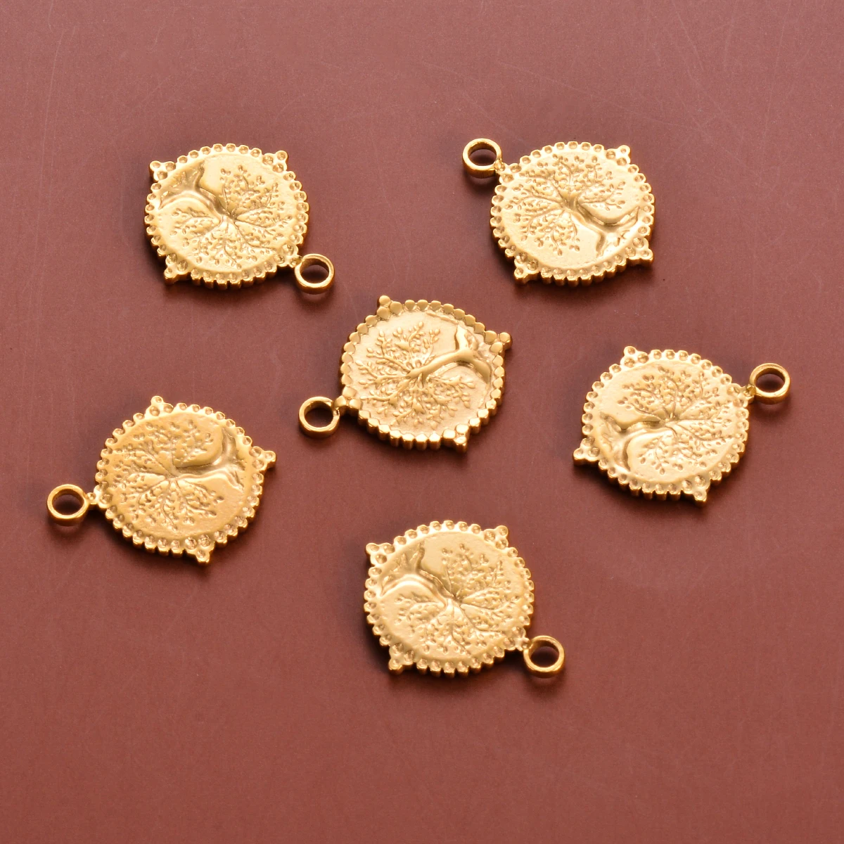 5 ชิ้น/ล็อตสแตนเลส Tree of Life Charms จี้สําหรับทําสร้อยคอต่างหูอุปกรณ์ DIY เครื่องประดับทําด้วยมือ