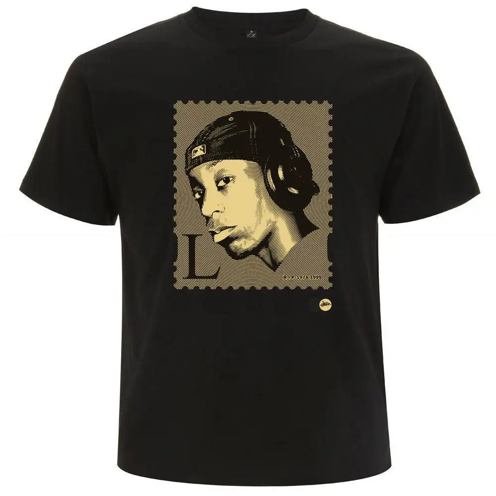 Big L Harlem HipHop Stamp T Shirt Black Gold