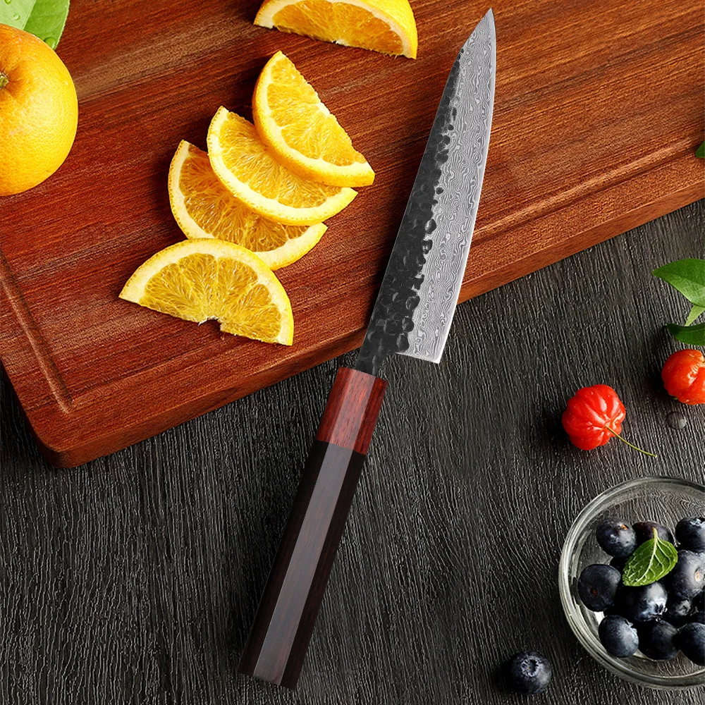 TURWHO 5 Inch Utility Knife 67 Layers Damascus Steel Chef Knives Peeling Fruit Cutting Meat Practical Kitchen Cooking Knife