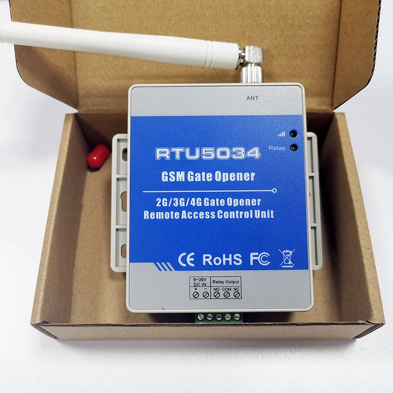 RTU5034 2G GSM بوابة فتحت الباب التتابع التبديل نظام التحكم في الوصول عن بعد فتاحة بوابة بلاستيكية بيضاء