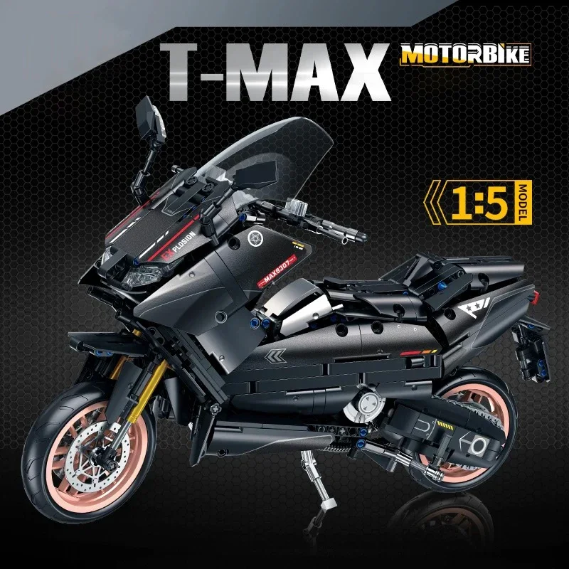 1:5 Technical Series สีดํารถจักรยานยนต์ Building Block เหยียบมอเตอร์ไซด์จักรยานเสือภูเขารุ่นอิฐของเล่นสําหรับของขวัญวันเกิดเด็ก MOC