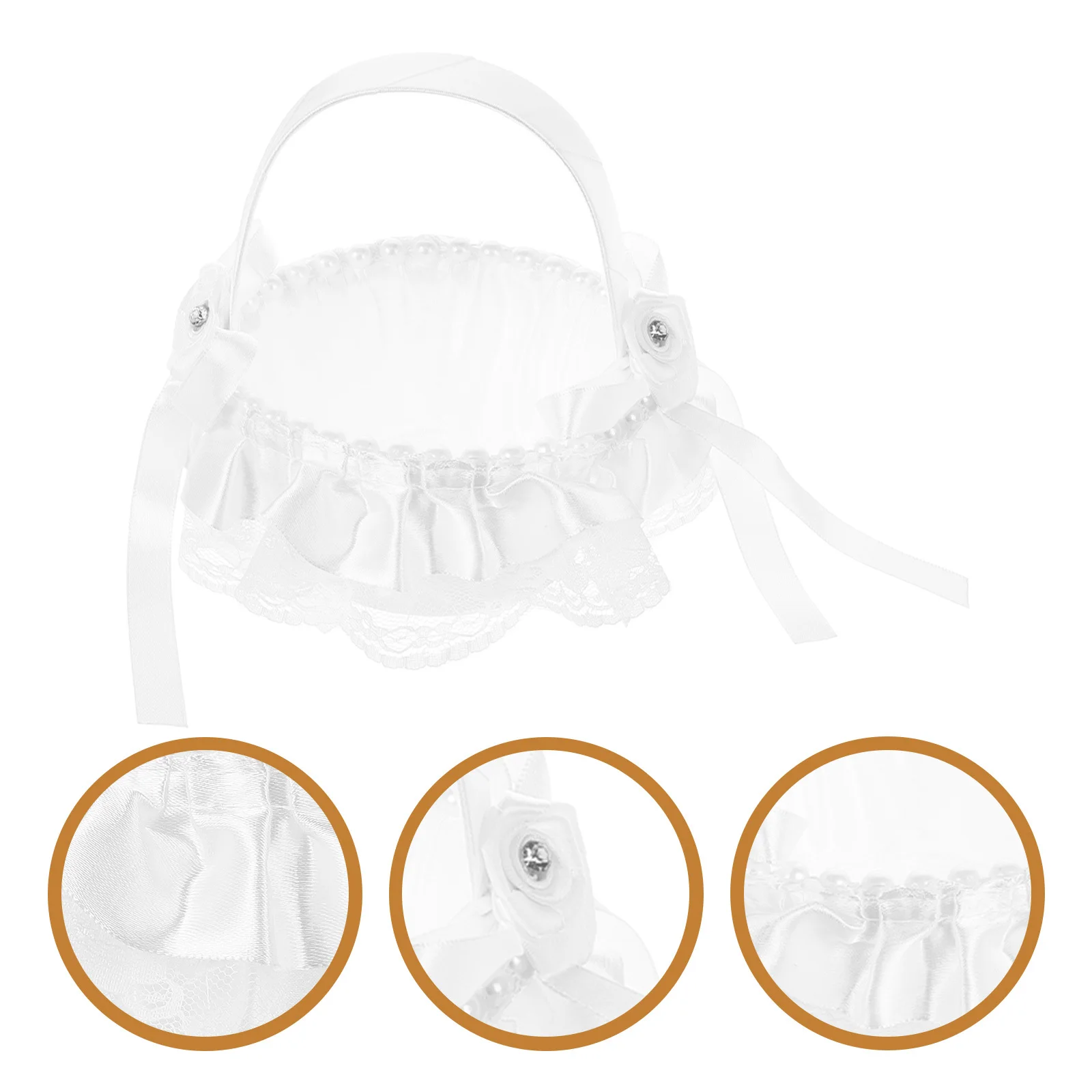 

Portable Handheld Flower Girl Basket Classic Color Lace Design Wedding Basket Flower Petal Holder Wedding Party Decoration