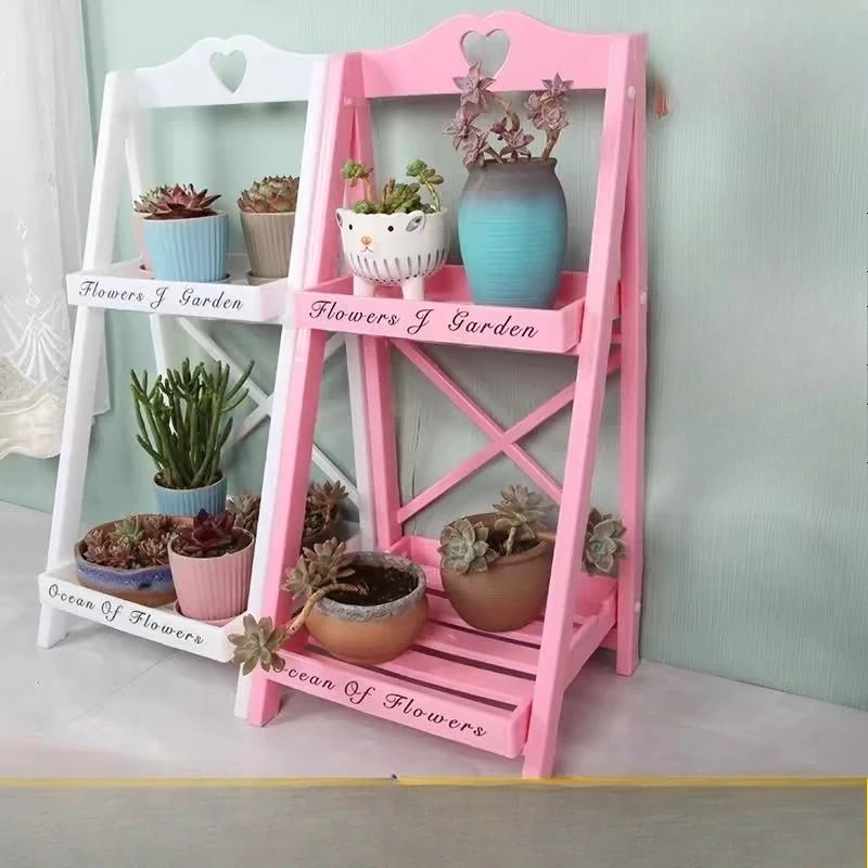 Plastic Indoor Plant Stand Ins Folding Balcony Plant Rack Portable Outdoor Storage Shelf Flower Pot Stand Bedside Storage Rack