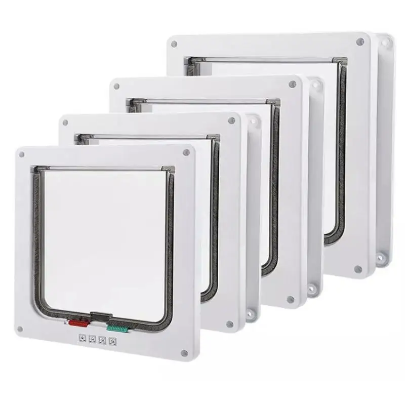 * New Sale Weatherproof Cat Door 4 Way Locking Transparent Flap Indoor Outdoor Use Fits Cats And Small Pets Dual Entry And Exit