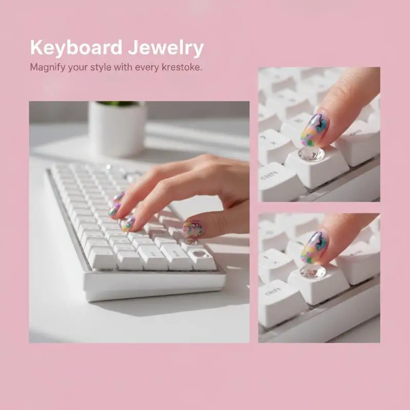 100Pcs Magnified Letter Keyboard Stickers Raised Pad Non-Slip Fit for Long Nail Users Anti-Fade for PC Laptop Office Study Use