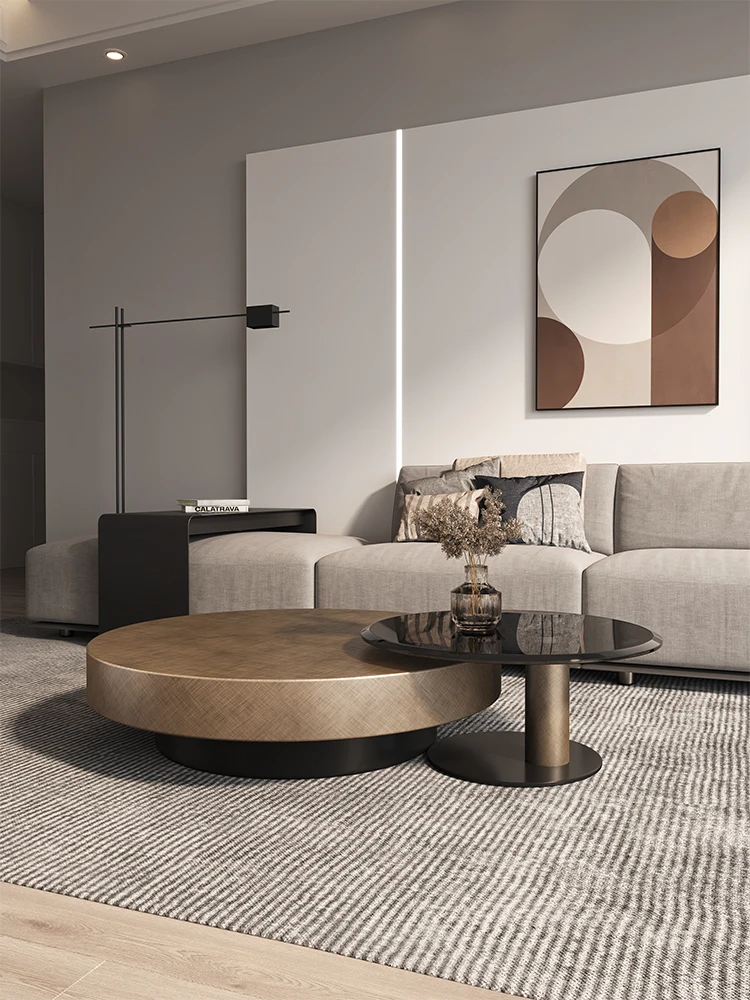 

Light Luxury Minimalist Modern Designer Small Apartment round Stainless Steel Coffee Table