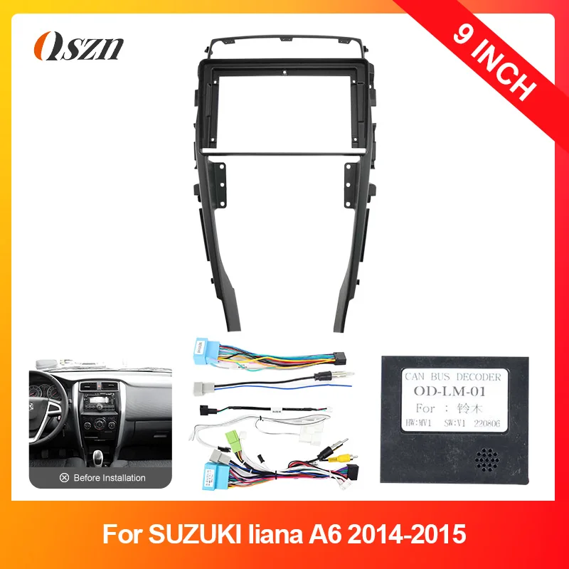 

9 inch Car Fascia For SUZUKI liana A6 2014-2015 DVD Frame Adapter Stereo Radio Audio Dash Head Unit Navigation Harness Panel Kit