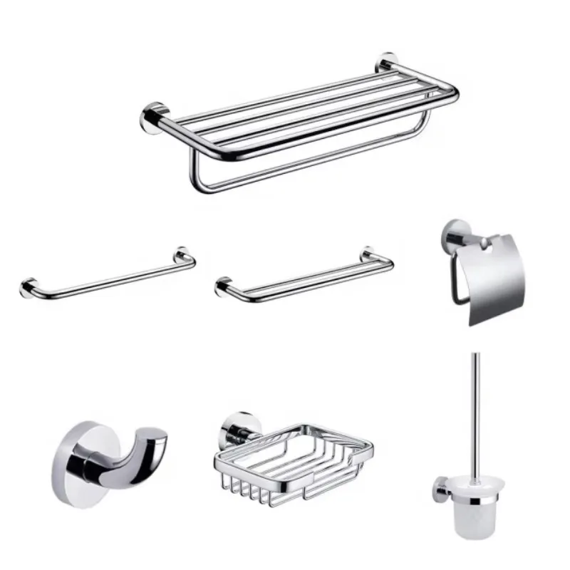 

Wall-mounted stainless steel black bathroom accessory set 7-piece bathroom set