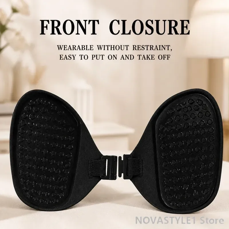 2 Pairs Breathable Invisible Bra for Women with Deep V Neckline Support Self Adhesive Strapless Backless Bralette for Summer view 7
