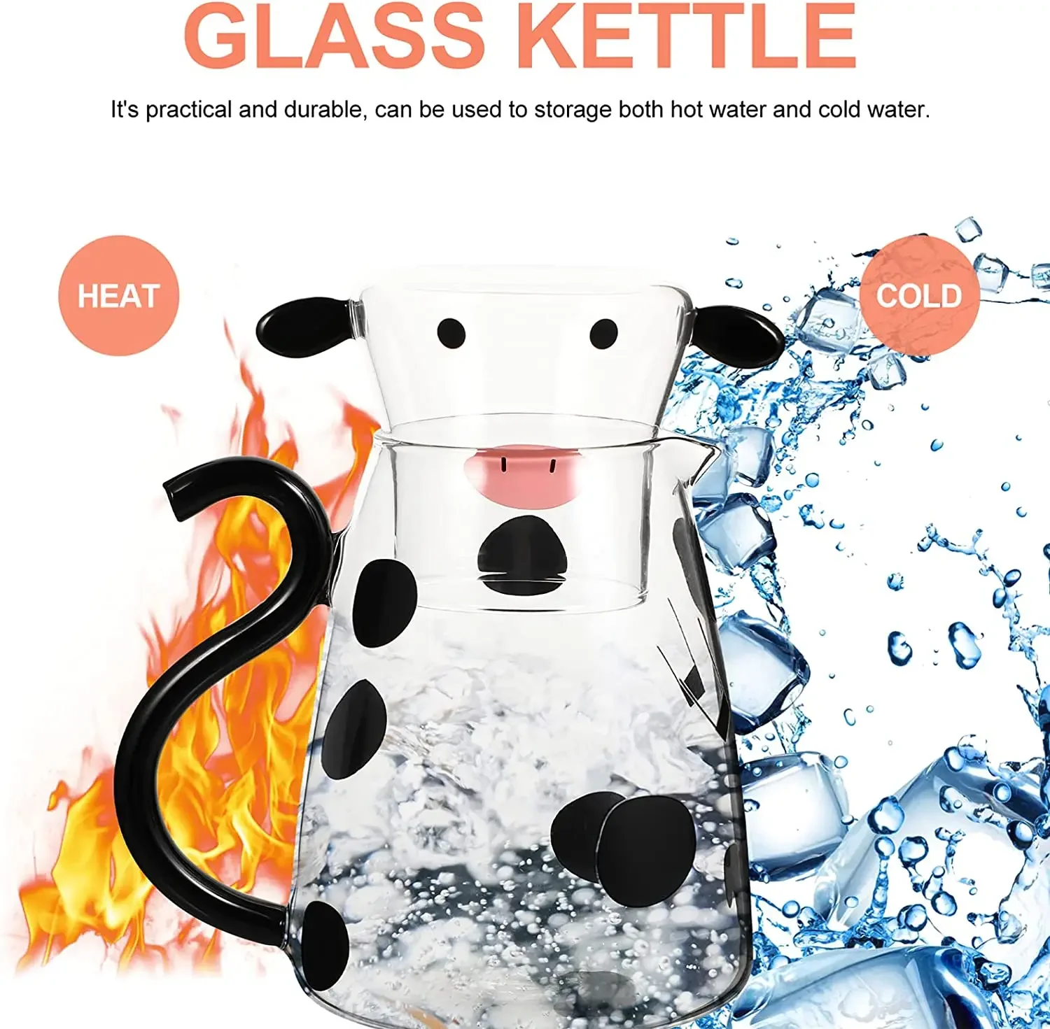 Borosilicate Glass Cow Cold Kettle Set Water Carafe Juice Pitcher