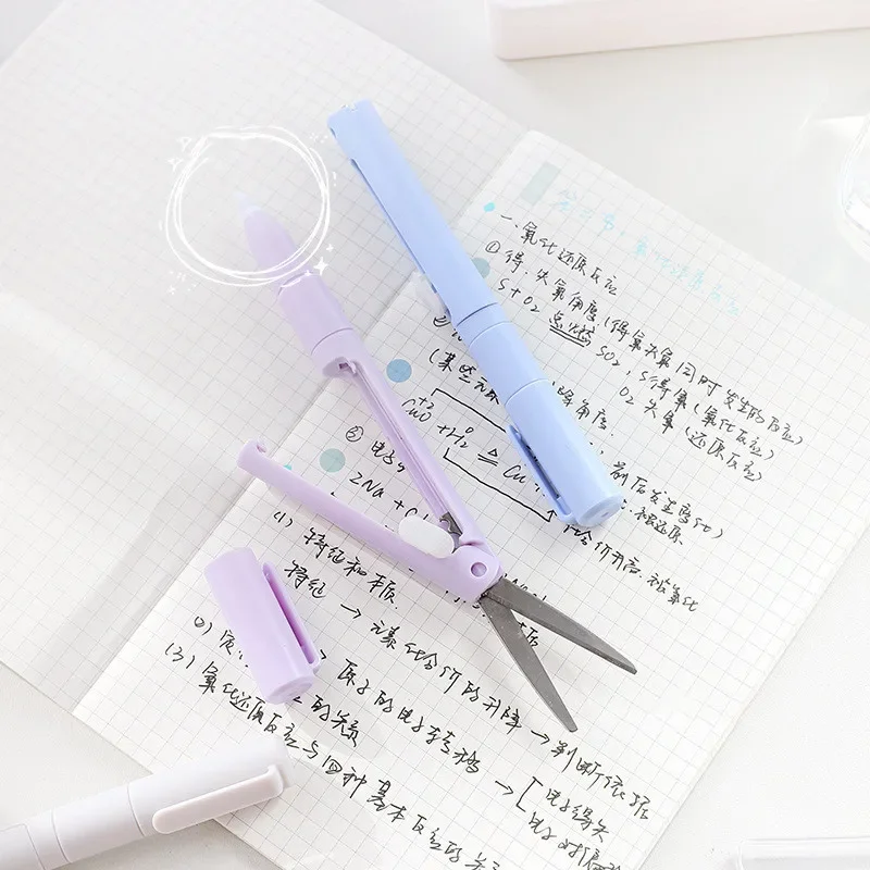 Mini Paper Cutting Knife Scissors Set for Kids Solid Color Scrapbook Stationery Scissors Ceramics Knife Lovely Art Tool Kits