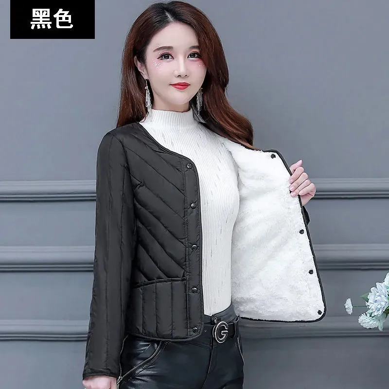 2023 Mother\'s Wear Winter Clothes New Cotton Add Velvet Thicken Women\'s Outerwear Short Quilting Cotton Clothes Ladies Jackets