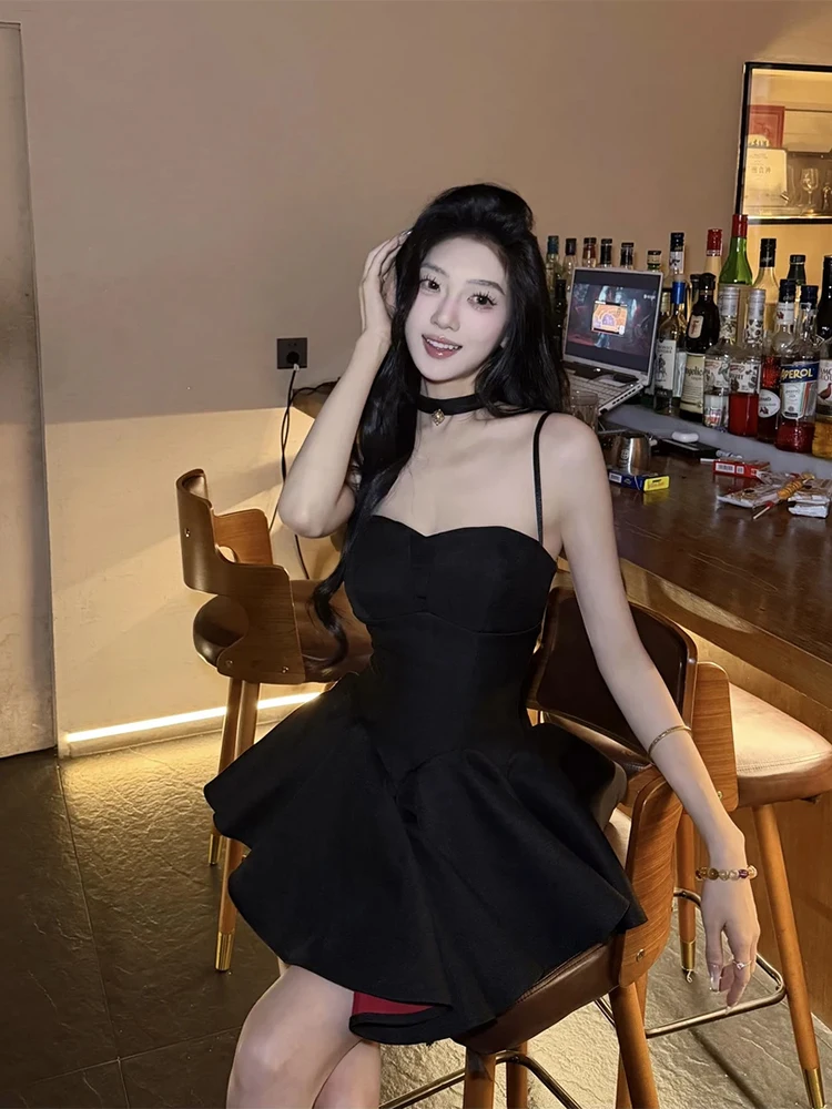 

SYJ Pure Desire Sexy Knot Strap Dress Women's Princess Waist Cinching Birthday Fluffy Short Skirt Princess Style