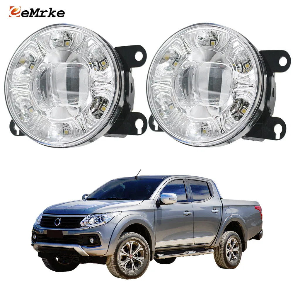 LED Fog Lights for Fiat Fullback Ram 1200 2016-2020 Car PTF Fog Driving Lamp with Clear Lens + Led DRL Daytime Running Lamp