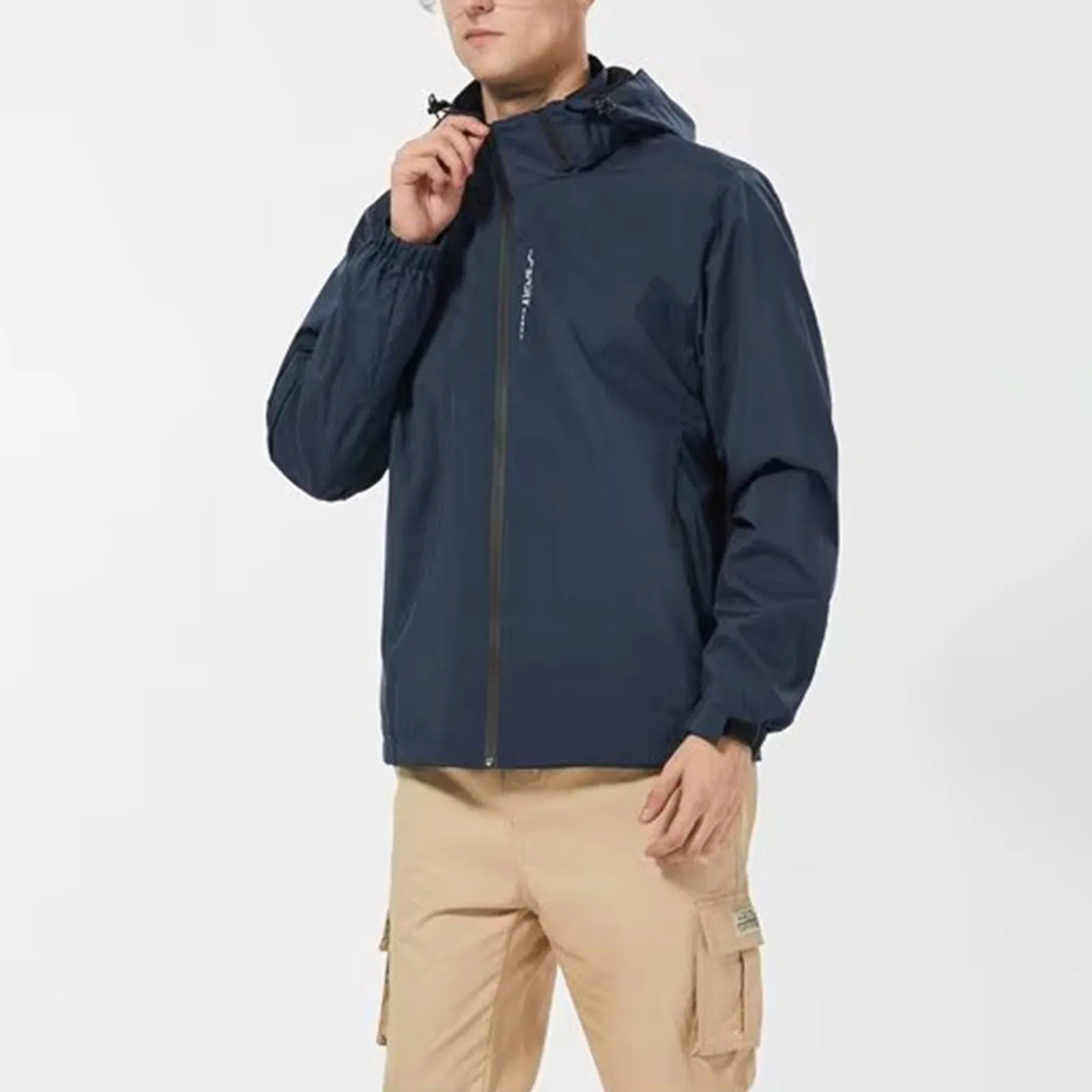 

Mens Rain Proof Jacket Men's Hundred Outdoor Casual Punching Jacket Detachable Hooded Jacket Coat Long Winter Coat Men