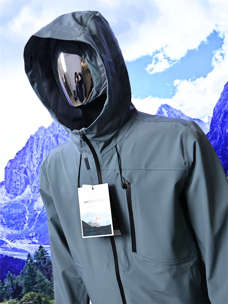 

Outdoor Men's Pure Color High-End Taped Waterproof Jaet Spring Climbing Series Durable Water-Resistant Breathable Hiking Coat