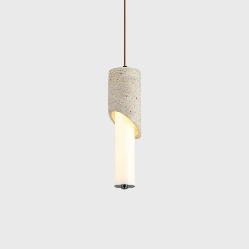 Retro Travertine Pendant Lights Wabi-sabi LED Suspension Luminaire Restaurant Entrance Bedroom Atmosphere Embellish Chandelier