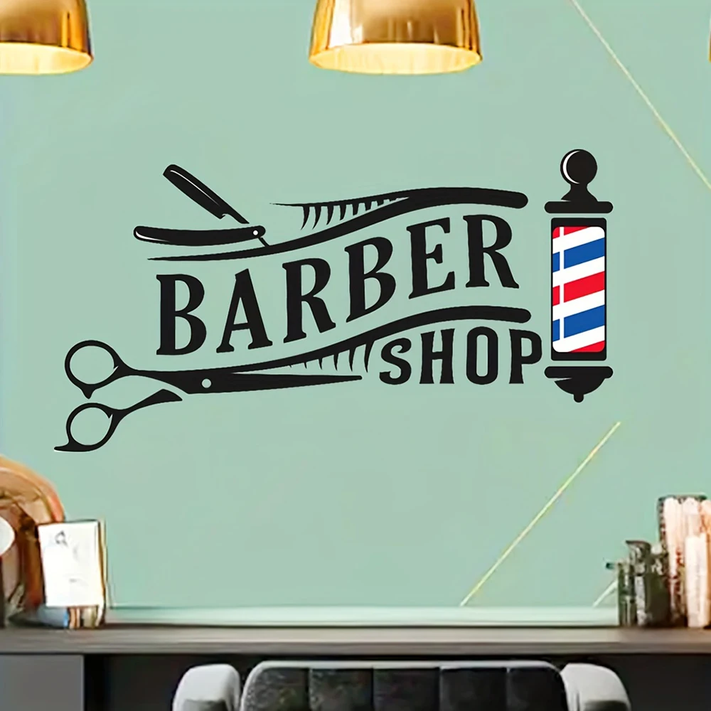 Barber Shop Slogan Graphic Wall Stickers Man Cave Bar Ber Wall Decals Bar Decoration