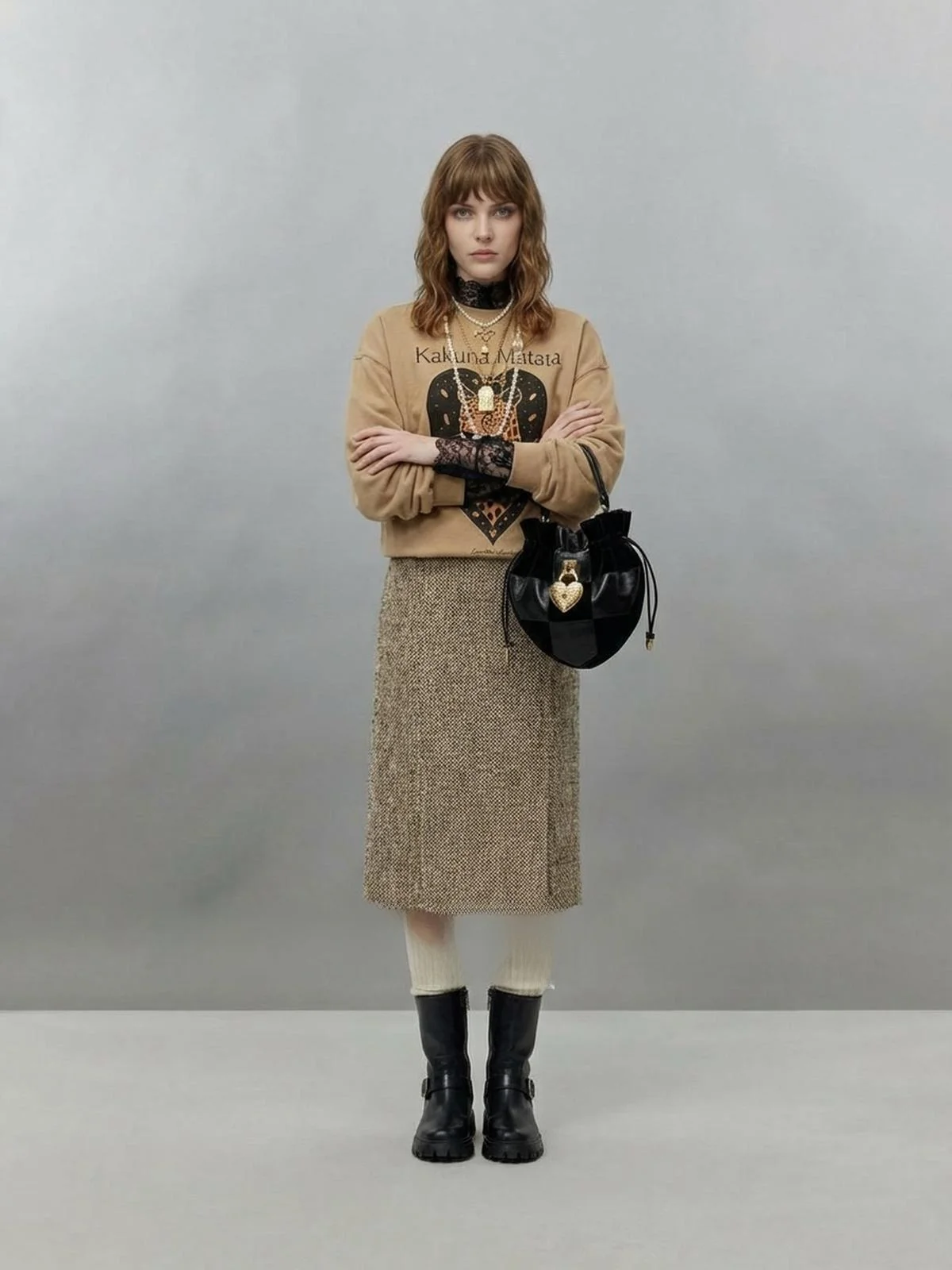 

Темно-коричневая футболка с леопардовым принтом, длинными рукавами и круглым вырезом, женская повседневная винтажная новая осенняя модная футболка U×LAB