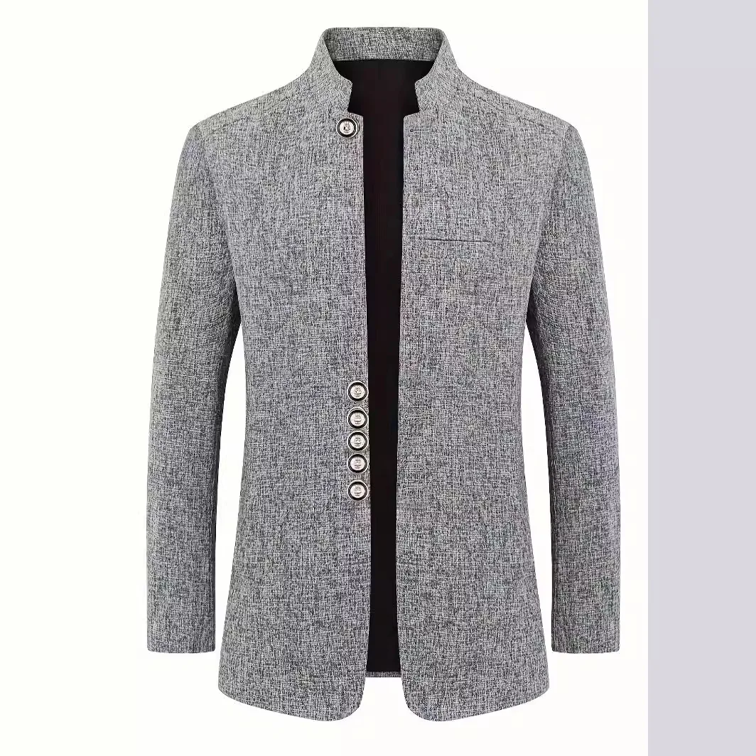 

Men's Chinese Style Suit Jacket 2025 Single-breasted Stand up Collar Blazer for Men Wedding Business Professional Outfits
