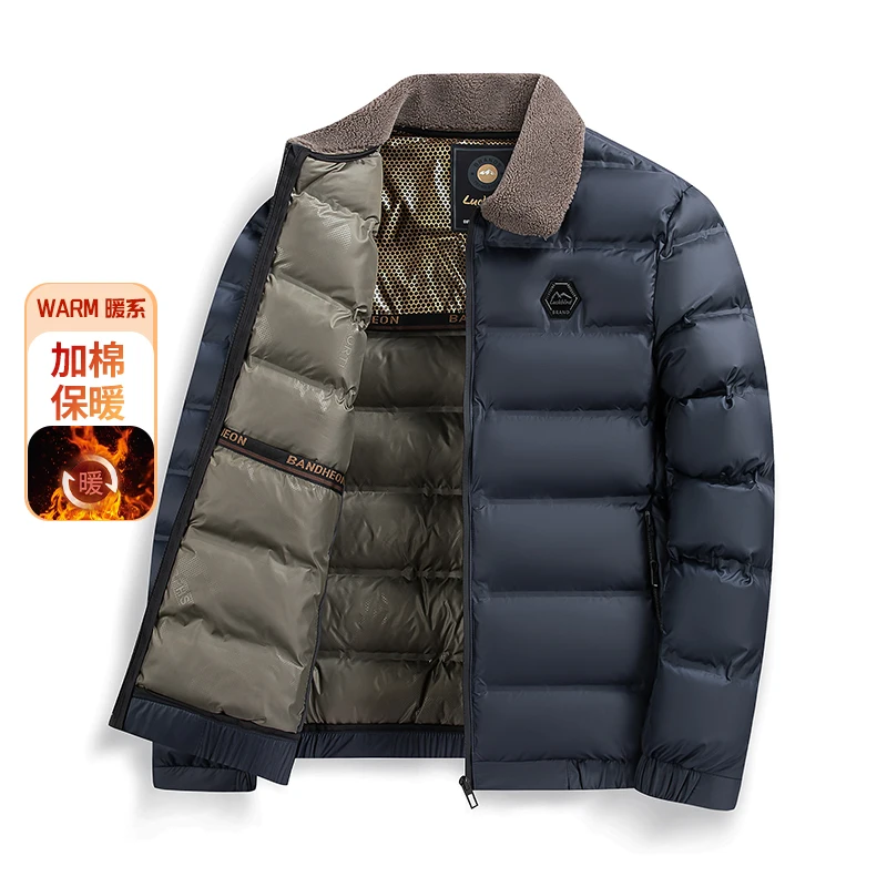 

2025 Winter New Middle aged and Elderly Dad's Clothing Warm and Thick Windproof Cotton Jacket Short Version Flip Collar Casual C