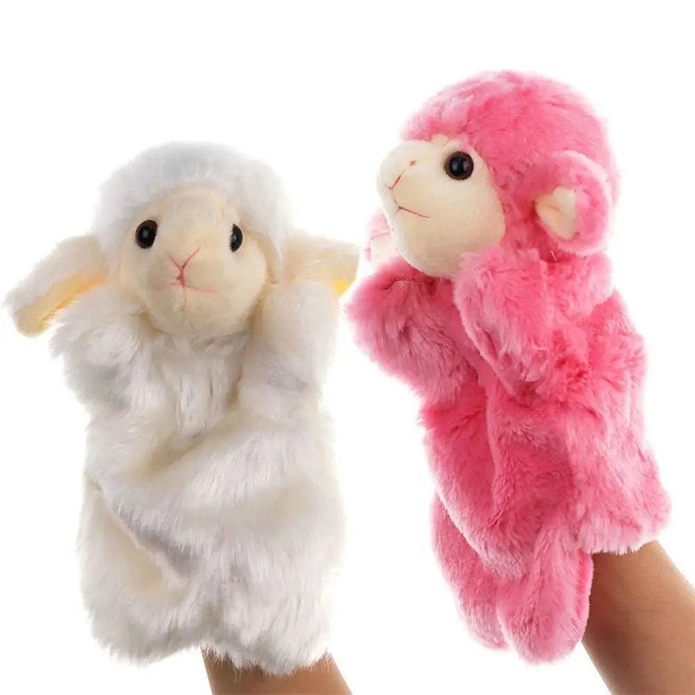 Marionnette à main en forme d'animal en peluche, mouton, loup, doux au beurre, poupées de dessin animé, jouets pour enfants, cadeau