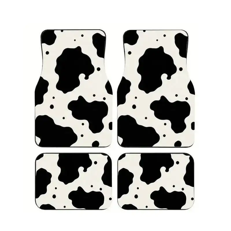 

Cow Print Car Floor Mats 4Pcs Universal Non-slip Waterproof Auto Foot Liners Cute Car Interior Accessories For Sedan SUV Truck