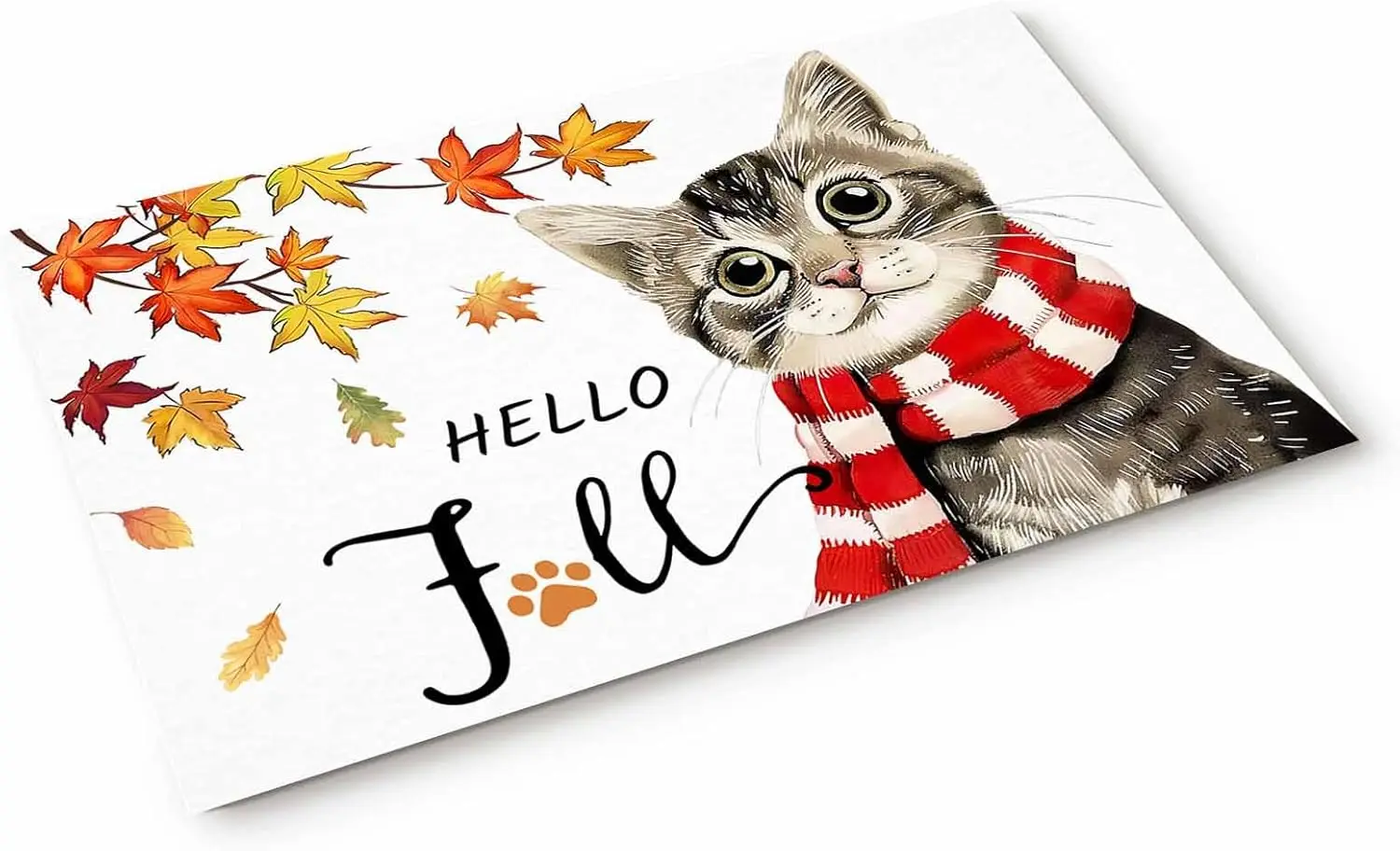 Autumn Maple Leaves Cat Welcome Entrance Doormat Decor Kitchen Corridor Balcony Rugs Bathroom Non-Slip Floor Mat Home Decor