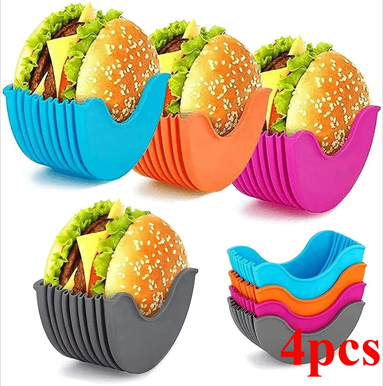 Retractable Hamburger Holders Hamburger Fixed Box Sandwich Burger Clip Rack Washable Silicone French Fry Hamburger Sauce