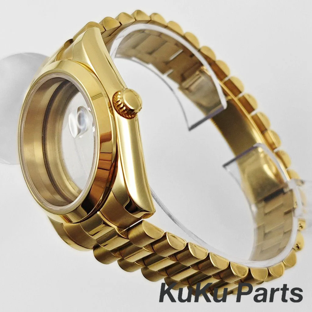 الذهب الرئاسية سوار NH35 36 مللي متر/40 مللي متر الياقوت ساعة كريستال الحال بالنسبة NH34 NH35 NH36 NH38 NH70 NH72 PT5000 ETA2824 حركة