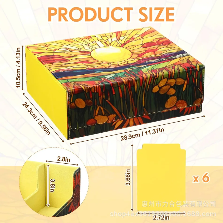 Portable Leather Card Storage Box with Colorful Print, Holds 1800+ Board Game Cards, Ideal for TCG Fans /One Piece/Pokemon/Magic