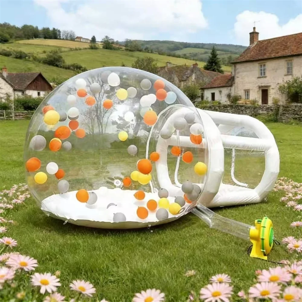 Casa Burbuja Inflable, Carpa Domo de PVC Transparente de 0.5mm, Stock Europeo, para Fiestas de Cumpleaños Infantiles, Bodas, Campamentos, Observación de Estrellas, con Soplador, CE EN71 EN14960 EPR, Entrega Rápida