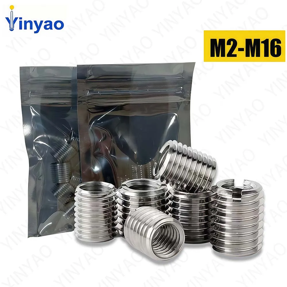 M2 M4 M6 M8 M10-M16 304 Stainless Steel Sotted Inside Outside Self Tapping Thread Insert Adapter Screw Nuts Sleeve Converter Nut