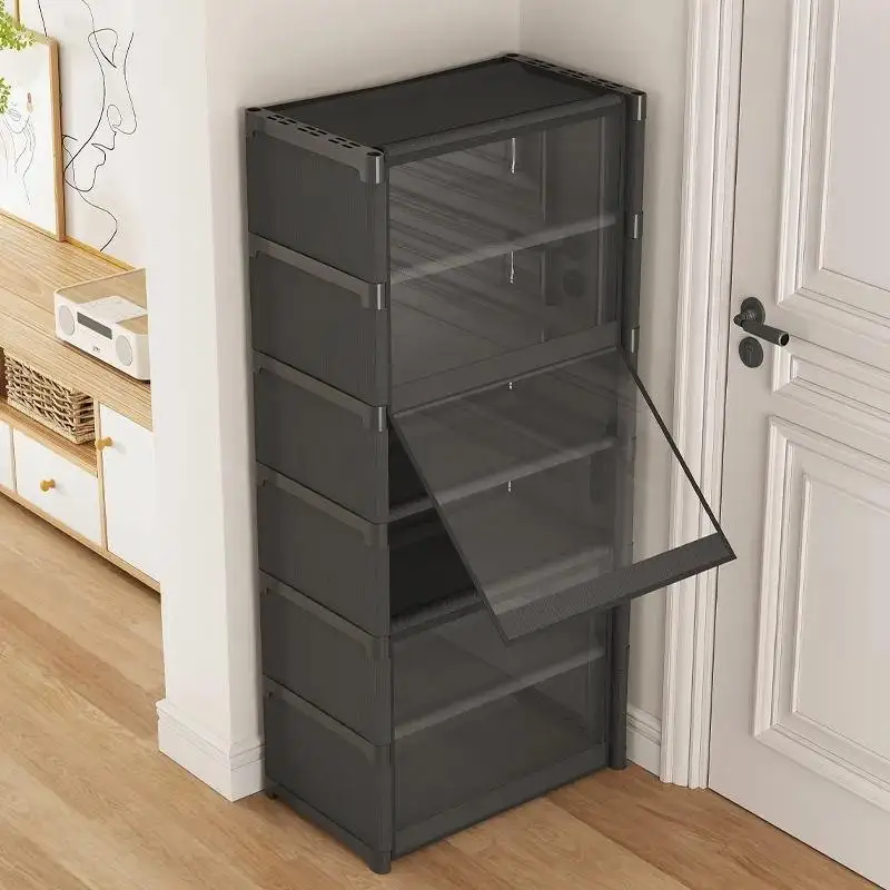 Multi-layer Adjustable Plastic Shoe Rack Durable Dust-proof Transparent Modern Design Simple Shoe Cabinet Storage For Dormitory