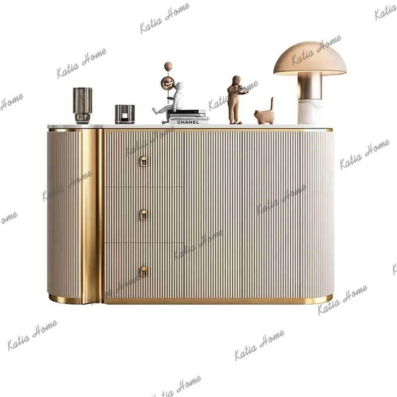 FG  light luxury solid wood entrance shoe cabinet partition modern simple rock slab dining side cabinet