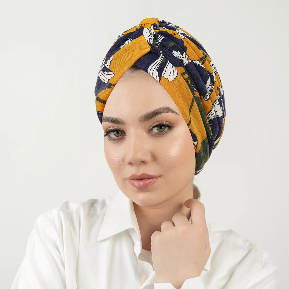 العصرية قبعة هندية الأزهار طباعة المرأة المسلمة الحجاب الكيماوي قبعة عمامة بونيه تمتد فام حك وشاح فقدان الشعر أغطية الرأس