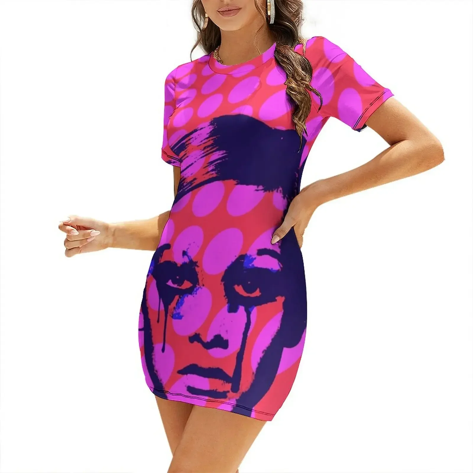 

Iconic Twiggy Short-Sleeved Dress dress korean style Female dress