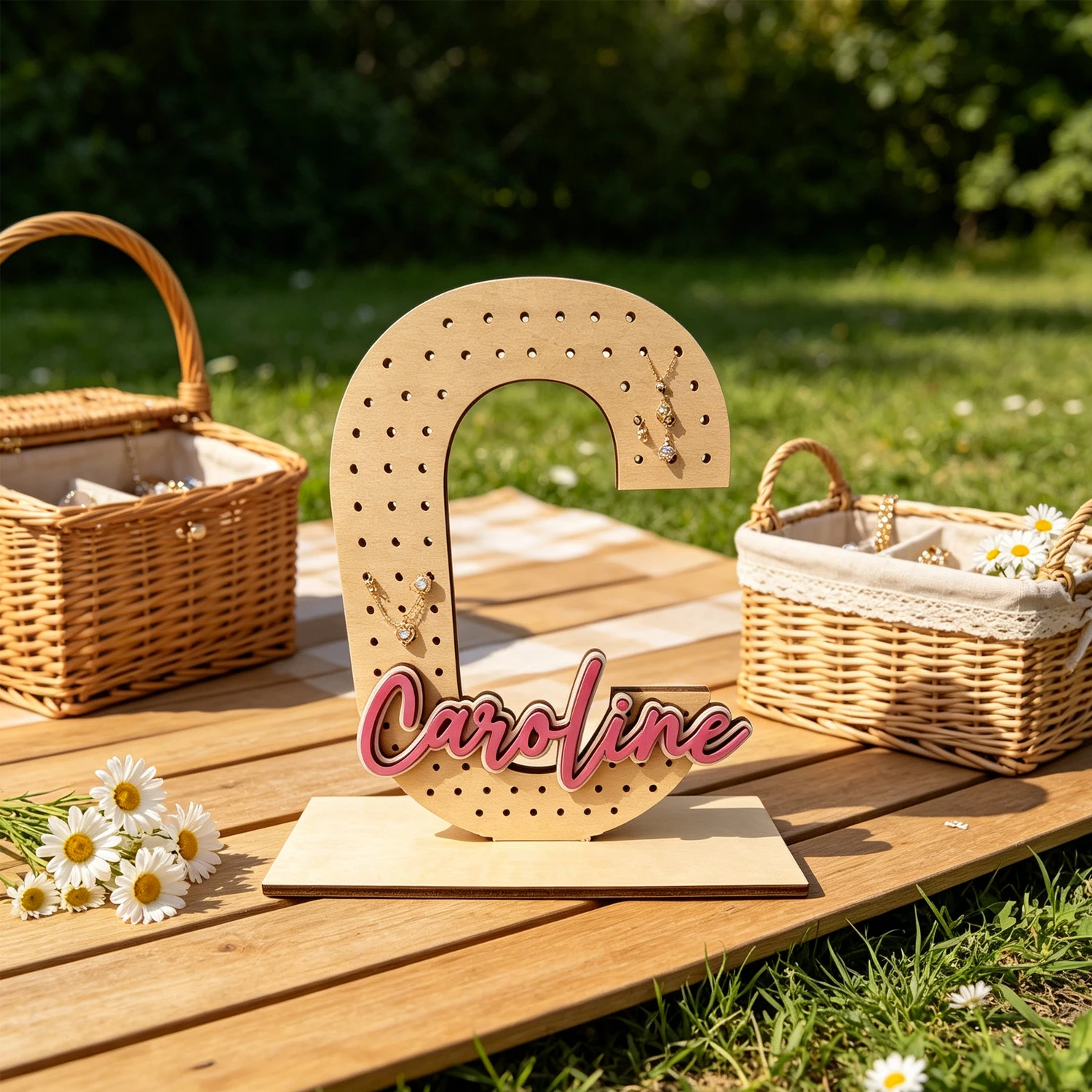 1pc Custom Korean style Wood Earring Holder: Wooden Jewelry Organizer,Birthday Wedding Party Decoration Gifts for Girlfriend view 3