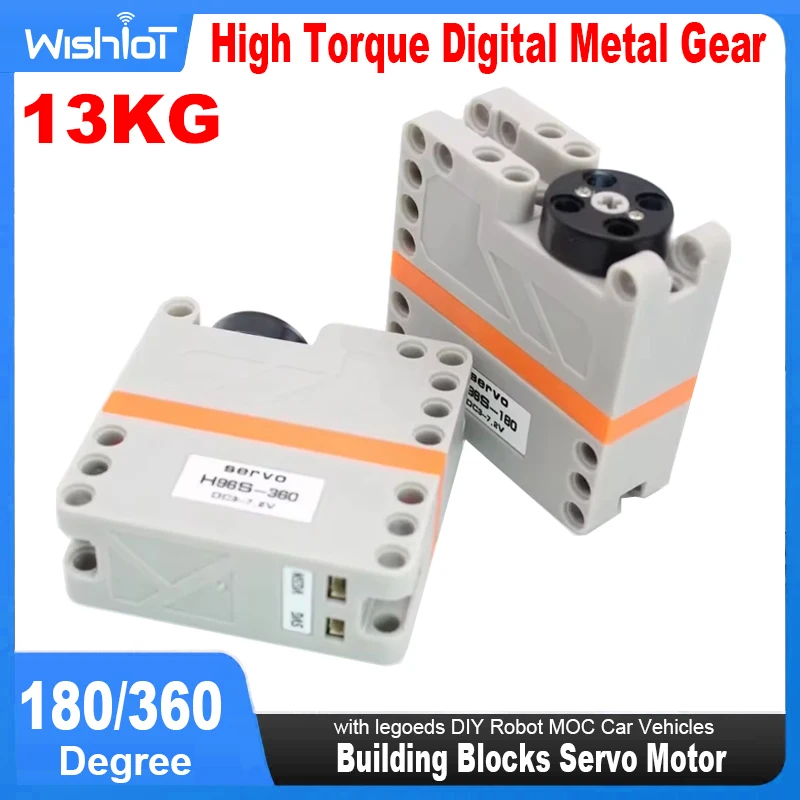 13KG Building Block Servo Motor 180 360 Degree High Torque Digital Metal Gear Compatible with legoeds DIY Robot MOC Car Vehicles