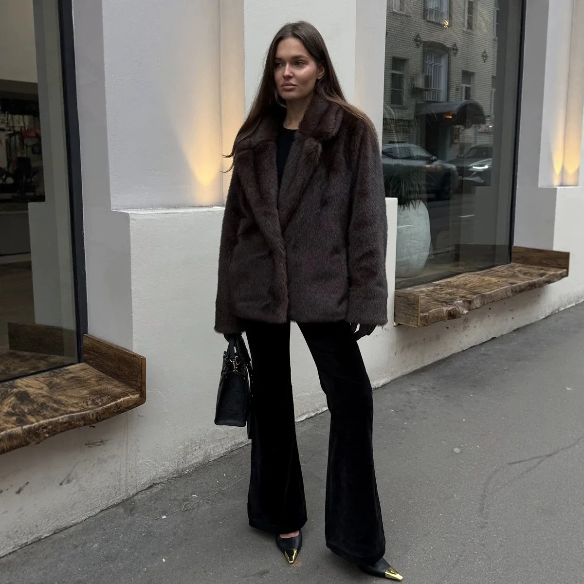 Winter Brown Imitation Mink Fur Coat New Women's Fur Top Environmentally Friendly Artificial Fur Coat