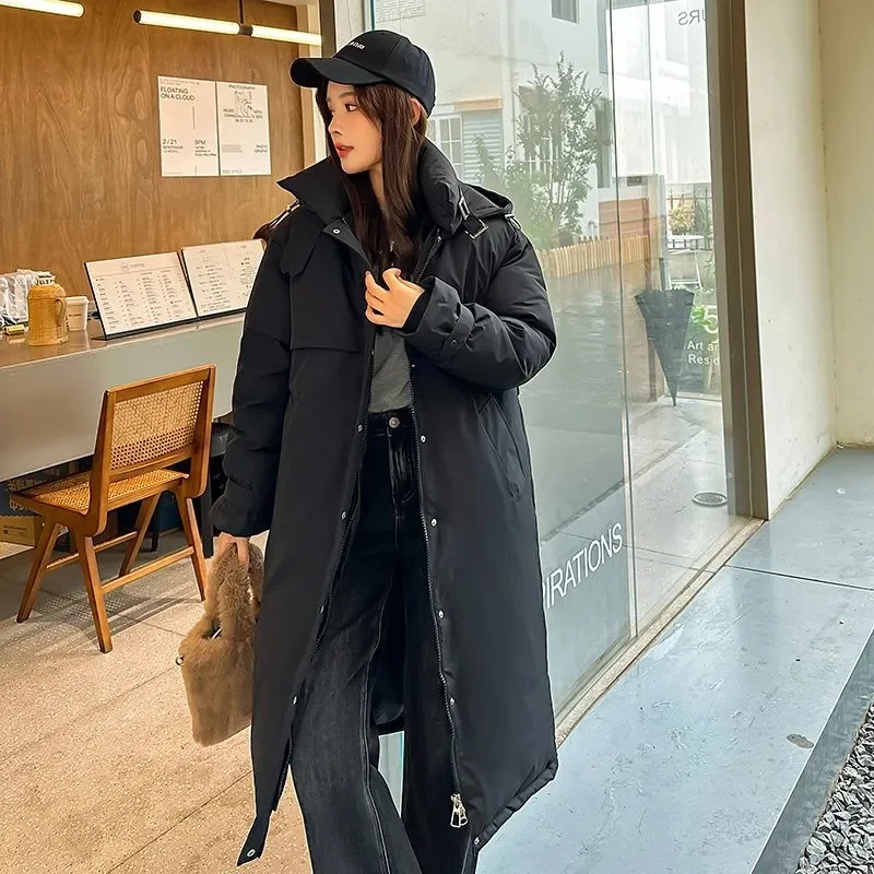 2024 New Women Parkas Winter Hooded Down Cotton jacket Fashion Casual Thick Warm Long padded Coat Female Windproof Overcoat T557