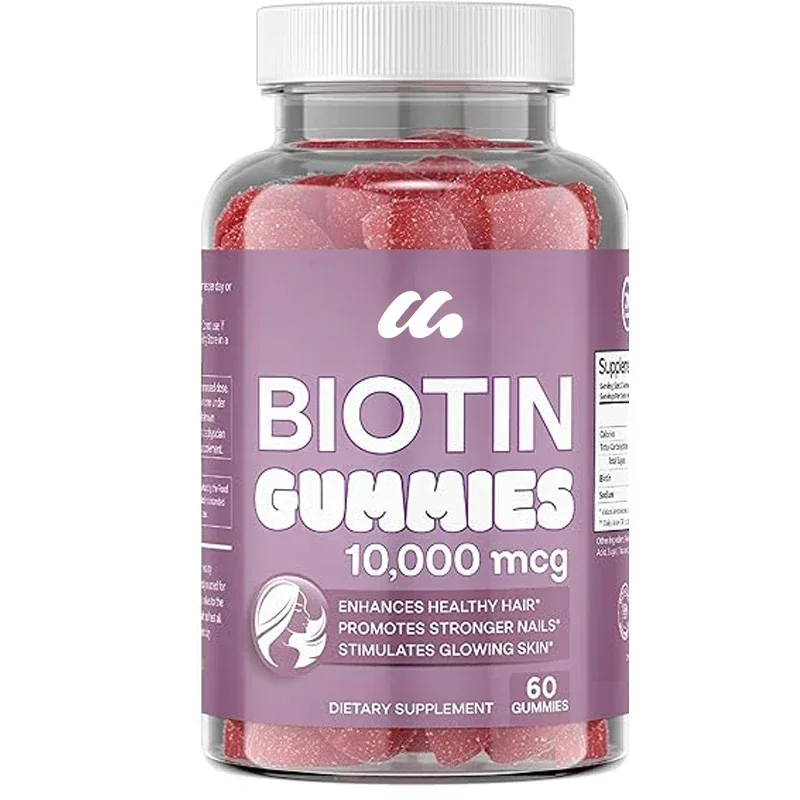 Biotin gummies - Hair, skin, and nail gummies -10000 micrograms - Non GMO supplements suitable for women and men -60 pills